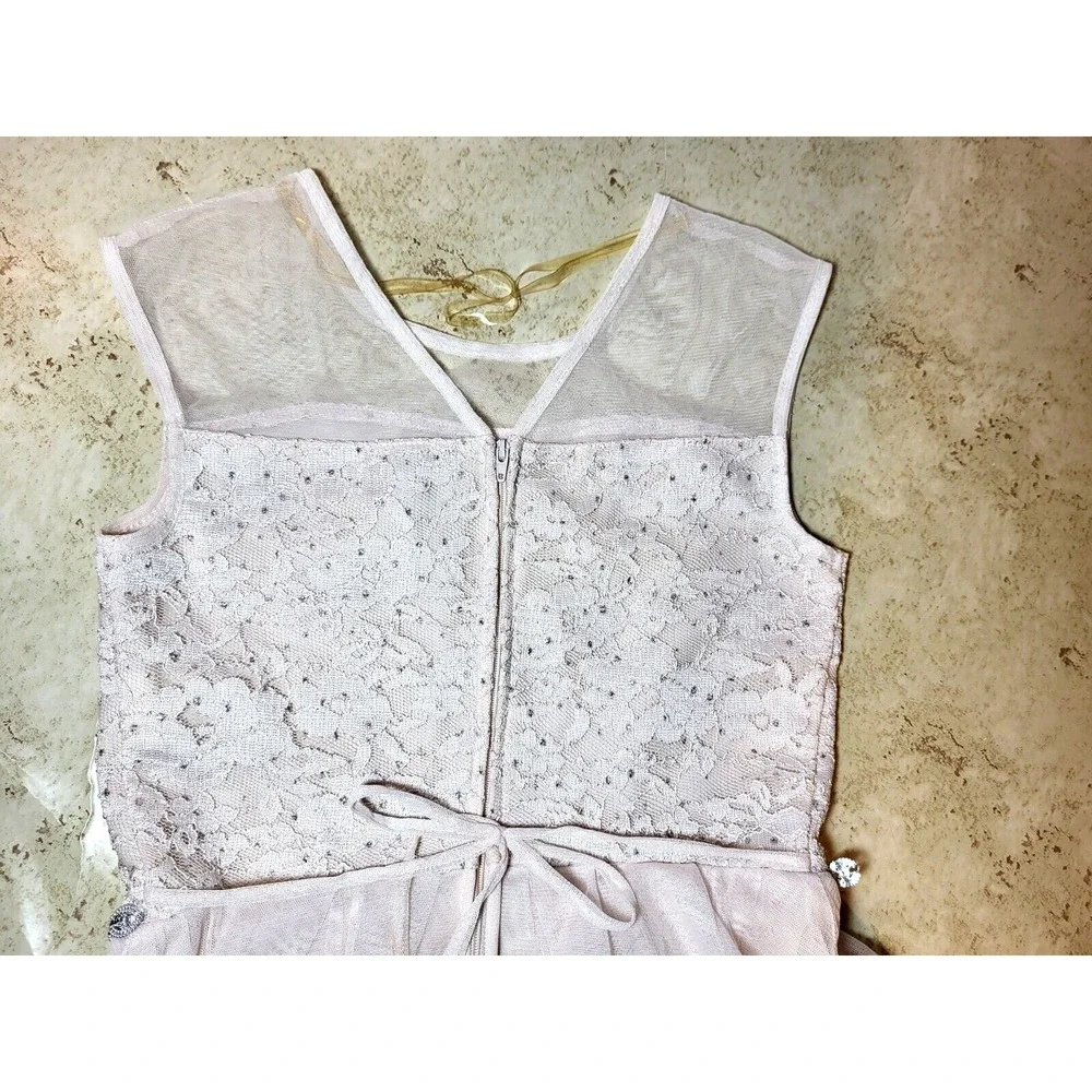 Speechless Kids Girls Blush Pink Lace Chest Tulle Layered High‎ Low Dress Sz 14